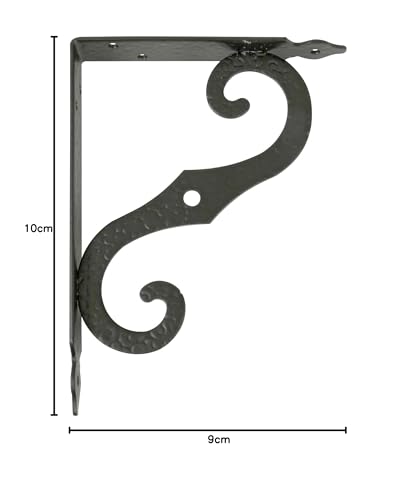 Amig - Regalwinkel Edelstahl Mod. 2 | Metallwinkel für Regale | Regalhalterung | Farbe: Schwarz | Maße: 100 x 90 mm | Empfohlenes max Gewicht: 75 kg (Packung mit 2)