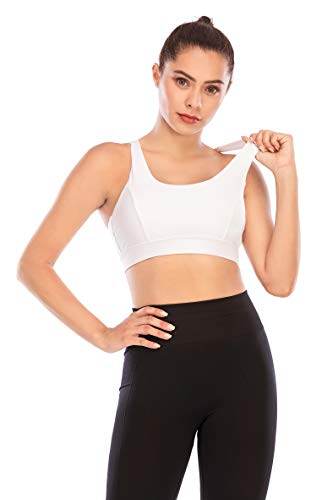 Image of RUNNING GIRL Sports Bras for Women Backless Padded Sports Bra Tank Top Long Line Gym High Impact Sports Bra Push up(WX2569White,XL)