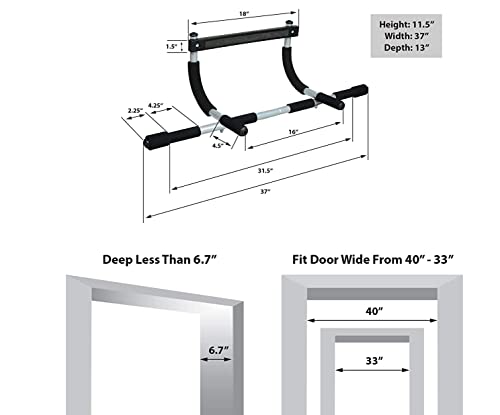 Happy Fit Total Upper Body Workout Bar - Exercise Equipment - Pull Up Bar - Strength Training Equipment - Multi-Grip Chin Up Bar - Gym Equipment For Home - Portable Bodygym - Home Workouts #TOP5