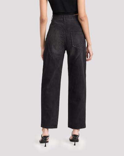 LaurelTree Women's Baggy High Waist Jeans with Rhinestone Studded Cut Outs Ripped Bedazzled Denim Fashion Y2K Wide Leg Pants4