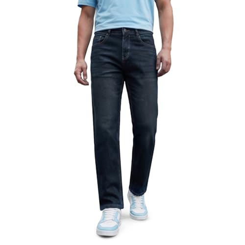 Image of Urbano Fashion Men's Relaxed Fit Washed Denim Jeans Non-Stretchable