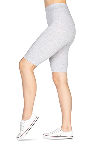 looksy Pantalones Cortos de Ciclismo para Mujer, de algodón, hasta la Rodilla, Pantalones de Motorista, Pantalones de Yoga, Gris XXL Cover
