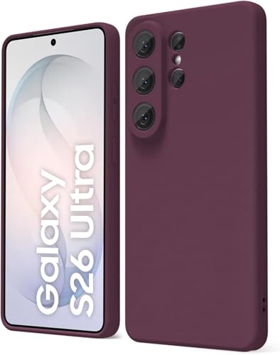 Image of DIZORO Microfiber Candy Case Compatible with Samsung S26 Ultra 5g Smooth Touch Cushion Liquid Soft Silicone Gel Rubber Phone Cases Non-Slip Full Body Protective Shockproof Back Cover (Wine)