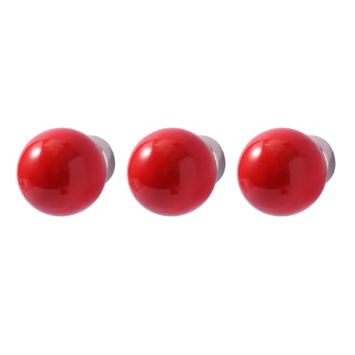 SiegYma Retro Magnetic Hooks Ceramics Ball Hooks Strong Magnetic Hook 3Pcs Creative Strong Magnets Punch-Free Storage for Refrigerators, Metal Doors, and Lockers (Red)