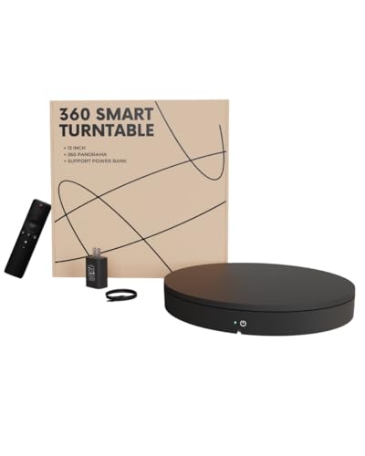 360 Photography Turntable 13in, Rotating Display Stand 101lbs Capacity, Motorized Electric Spinning Stand for Products Display,Remote Control Platform Control Angle,Speed and Direction