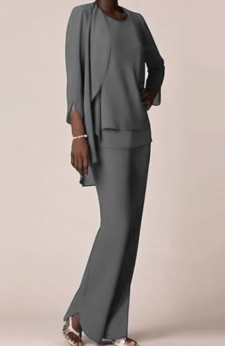 Chiffon Mother of The Bride Pant Suits for Wedding 3 PCS Formal Evening Pant Suits for Women Dressy3