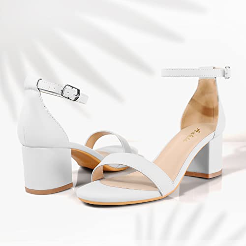 Image of Ankis Nude Silver Black Heels Women's Open Toe Ankle Strap Block Chunky Low Heeled Sandal Comfortable Office Wedding Dress Pump Shoes Standard Size 2.25 Inches Heel Design