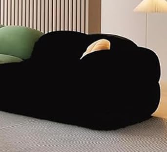 Image of CRAFTCITY Pumpkin Style Wooden Sofa | Contemporary Wool Sofa with Swen Pillow Back for Living Room (Green & Black, 3 Seater)