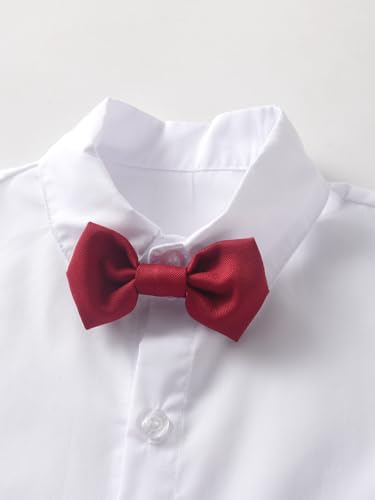 Image of Boarnseorl Baby Boys Shorts Sets, Infant Shirt+Shorts+Bow Tie+Vest,Toddler Gentleman Outfits Suits