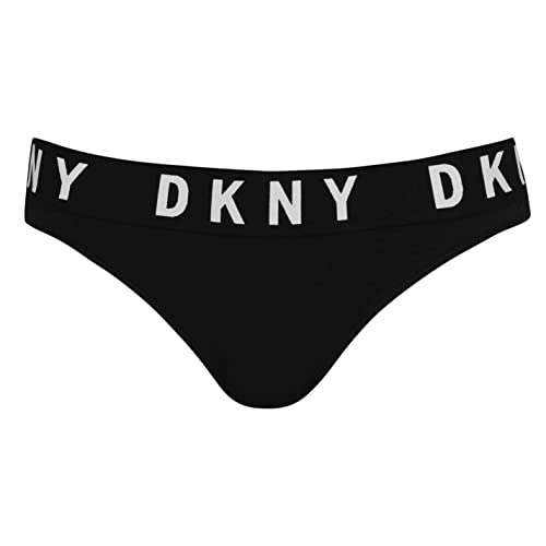 DKNY Women's Cozy Boyfriend Bikini Underwear, Black/White, Small