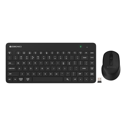 ZEBRONICS Companion 201 2.4GHz Wireless Keyboard & Mouse Combo, 83 Keys, AI Assist Key, 12 Integrated Multimedia Keys, 3 Button Mouse, 1600 DPI, High 