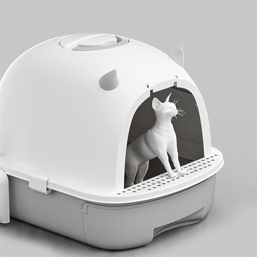 Caja de arena para gatos pequeña cerrada con tapa gris miniatura 6