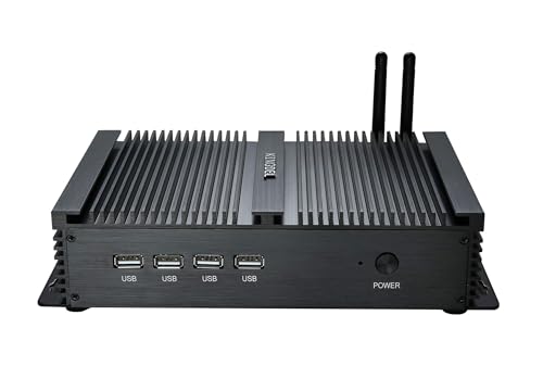 Image of KINGDEL Powerful Mini Desktop Computer, Fanless Industrial PC, i5 Dual Core CPU, 8GB RAM 128GB SSD, 2xNICs, 4xUSB 3.0, 4xCOM RS232, HD Port, Metal Case, WF, Silent Working