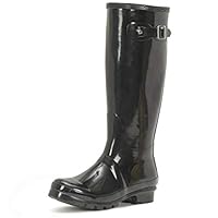 Womens Original Tall Gloss Winter Waterproof Wellies Rain Wellington Boots - Black - 5 - 38 - CD0007, Black