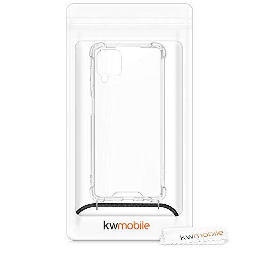 Kwmobile Crossbody Case Compatible With Samsung Galaxy A12 Case - Clear Tpu Phone Cover W/Lanyard Cord Strap - Black/Transparent #TOP6