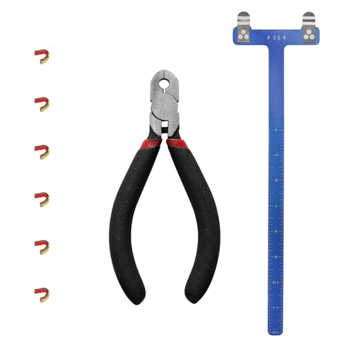 DEERACE Bow String Nocking Points Set – T Square Ruler with Plier for Recurve and Compound Bowstring Accessories (A Set, Blue)