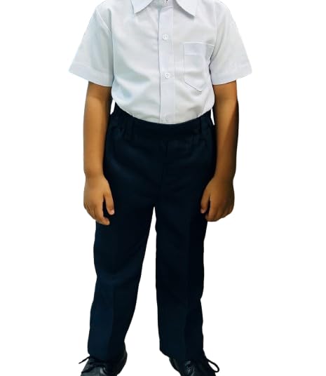 Image of School Uniform Carbon Blue Trousers for Boys and Girls, Formal Regular-Fit School Pants, Comfortable, Durable Fabric for Daily School Wear. 3-4 Years