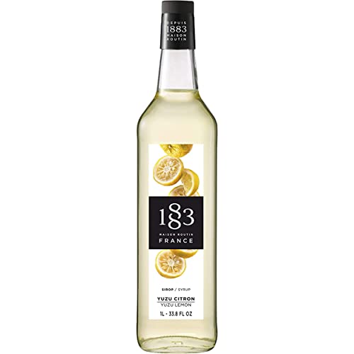 1883 Maison Routin Premium Yuzu Lemon Syrup for Cocktails, Mocktails, Iced Tea, Desserts & Bubble Tea - Vegan-Friendly, Allergen-Free, No Artificial Colours or Preservatives- 1L Glass Bottle