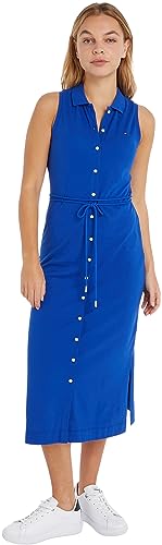 Tommy Hilfiger Damen Polokleid Slim Fit, Blau (Ultra Blue), L – Ansicht 1