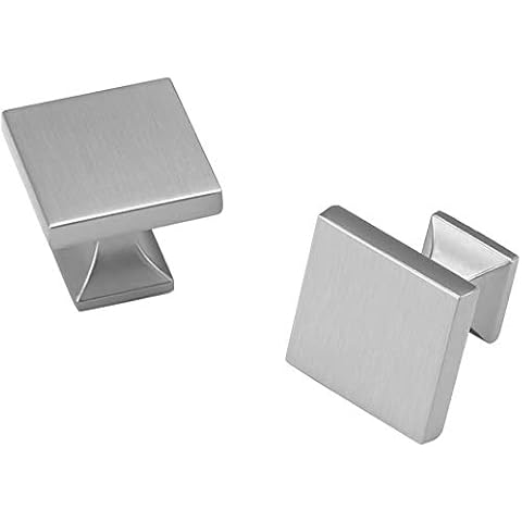 LONTAN 12 Pack Brushed Nickel Drawer Knobs Kitchen Cabinet Knobs Cupboard Door Knobs Silver Drawer Knobs Square Cabinet Knobs for Cupboard WxW: 28mm(1.1inch) * 28mm(1.1inch) Cover
