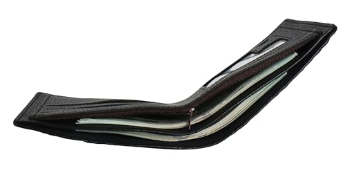 Men's ultra-thin wallet, men's lightweight wallet, compact folding, black, 4.52 x 3.74 x 0.4 inches4