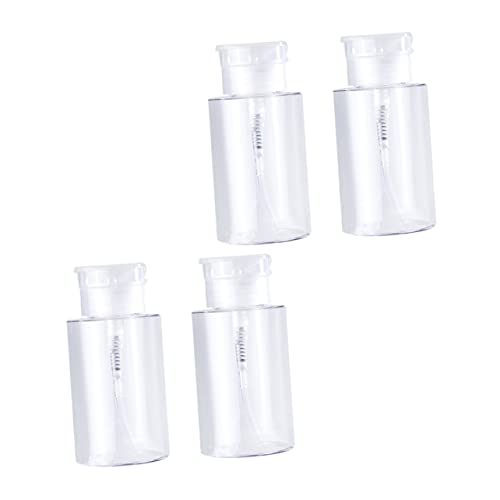 DECORNIJIA 4 Piezas Botellas de Loción Vacías Bomba de Presión de Unidades con Tapa Transparente Dispensadores Recargables para Viaje y Portátil