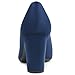 Heel The World Women's High Chunky Block Closed Toe Heels,Slip On Pointed Toe Work Dress Office Wedding Party Pumps Shoes,Navy Blue Size 8