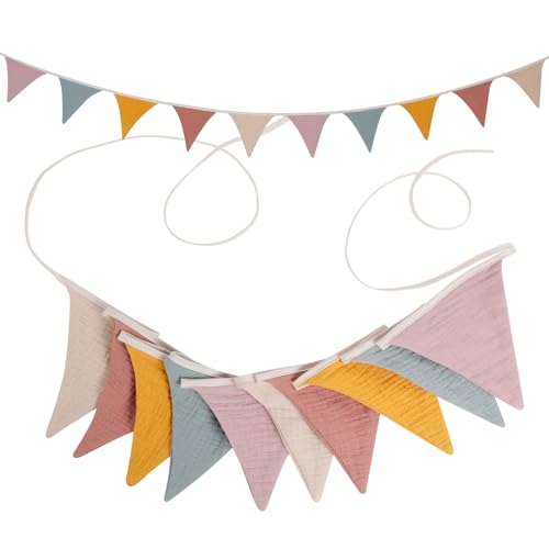 Romon Wimpelkette Kinderzimmer, Baumwolle Stoff Wimpelkette, Girlande Kinderzimmer Deko zum Aufhängen, Hausbett Deko Mädchen & Jungen, Wanddeko Geschenk, Babyzimmer Dekoration für Geburtstag Party Romon Wimpelkette Kinderzimmer, Baumwolle Stoff Wimpelkette, Girlande Kinderzimmer Deko zum Aufhängen, Hausbett Deko Mädchen & Jungen, Wanddeko Geschenk, Babyzimmer Dekoration für Geburtstag Party