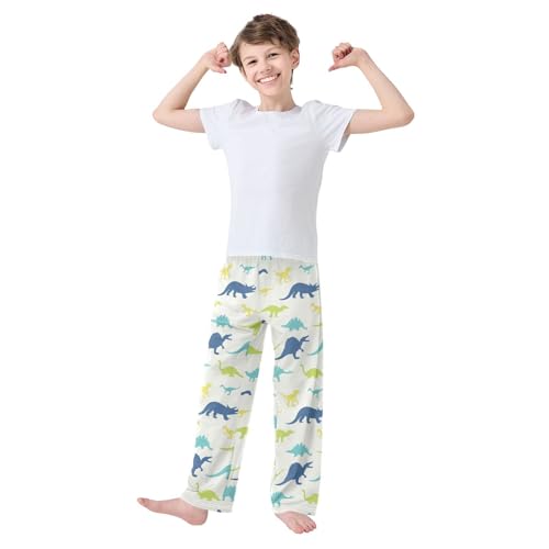 Dinosaurs Silhouette Beige Boys Pants for Kids Jogger Pants with Pockets S-XL2
