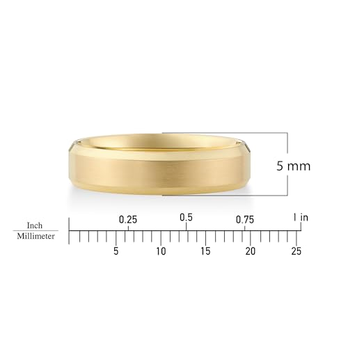 Image of Oxford Ivy Mens Wedding Band 14K /10K Solid Gold 5mm Flat Beveled Edge Ring