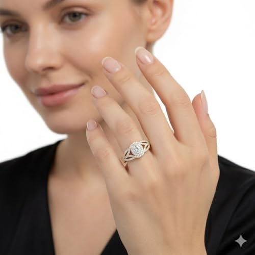 Image of Choose Your Gemstone Round Twisted Pave Double Halo Diamond CZ Ring Yellow Gold Plated Round Shape Double Halo Engagement Ring for Women, and Ladies US Size 4 to 12