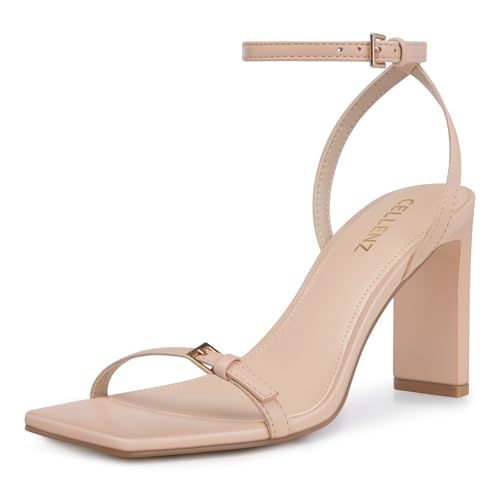 Image of CELLENZ Women Chunky High Heels: Platform Square Comfortable Block Heel | 3.9 Inch Sexy Strappy Open Toe Heels - Summer Formal Commuting Night Prom Party Wedding Comfortable All-day Sandals