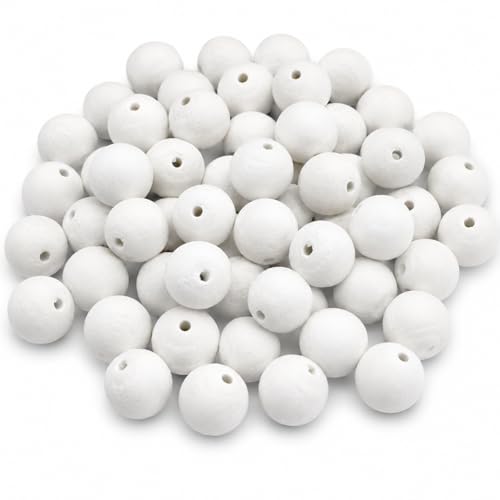 SPUNNYS Lot de 48 boules blanches en papier Ø 20 mm, boules légères à peindre et décorer pour décorations de Noël, ornements, fleurs en papier, loisirs...