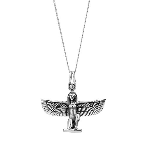 Pendentif déesse égyptienne Isis ailée en argent sterling 925 avec chaîne