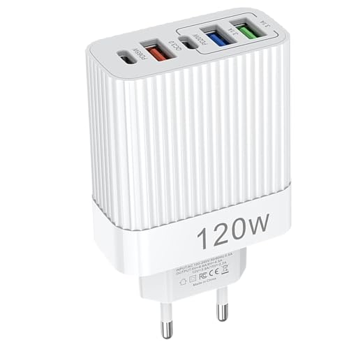 Cargador de puerto múltiple, adaptador de salida USB, 120W PUERTOS USB SMART para tableta, estación de carga de teléfono multipuerto, puerto de carga de teléfono móvil para el hogar, al aire libre
