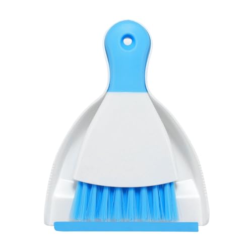 NACENA Mini Dustpan and Brush Set Small Broom and Dustpan Set Dust Pan and Mini Hand Broom Dustpan and Broom Combo Compact for Home Table Keyboards Sofa Kitchen Dark & Blue