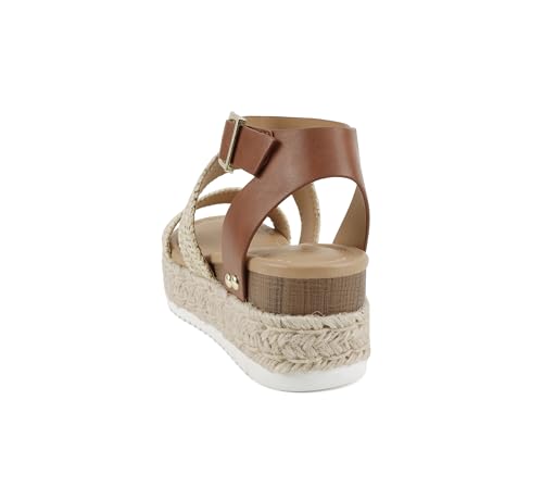 Image of Soda Top Shoe Bryce Open Toe Buckle Ankle Strap Espadrilles Flatform Wedge Casual Sanda