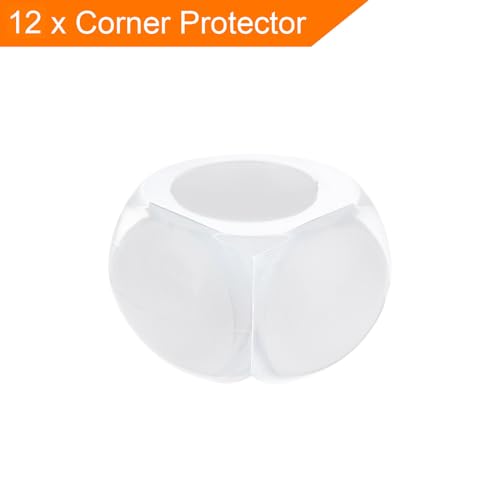 Image of uxcell Corner Protectors, 12Pcs 30x30x25mm - Proof Corners and Edges Protectors Guards, Spherical Table Corner Bumper to Cover Furniture Corner (Transparent)