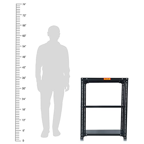 Image of SMR Prime CRC Sheet 24 Gauge Multipurpose Slotted Angle Rack with 3 Shelf for Home, Office & Industry - (36x24x12 in, 7.8 Kg | 16 Gauge Angle-Grey)