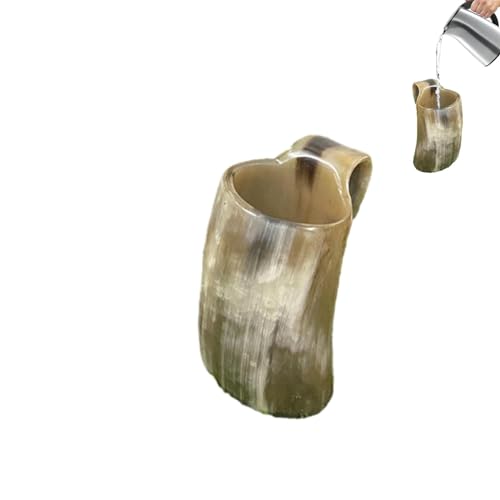 Tazza per bere in corno da 1 pezzo - Coppa vichinga vintage, tazza per corno per bere vichingo | Bicchiere da acqua in corno rustico, boccale da birra, boccale artigianale da whisky con manico per acq
