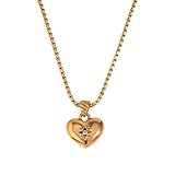 LXGGUC Collar Minimalista de Plata de Ley 925 con Forma de corazón para niñas, Gargantilla romántica con Dije de corazón Dulce, Collar clásico de Oro con Forma de corazón, Collar con medallón de Oro