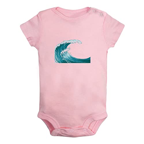 Mameluco de onda de mar con patrón de naturaleza para bebé, monos infantiles, mamelucos de bebés recién nacidos, ropa de 0 a 24 meses, Rosa Tipo C, 6-12 Meses Cover