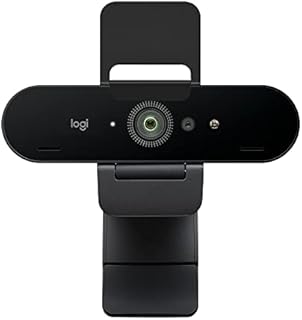Logitech Brio 4K Webcam, Ultra 4K HD Video Calling, Noise-Canceling mic, HD Auto Light Correction, Wide Field of View, Works with Microsoft Teams, Zoom, Google Voice, PC/Mac/Laptop/Macbook/Tablet