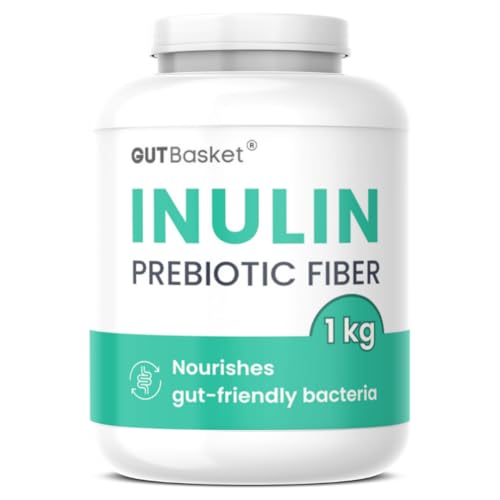 Gutbasket Pure Inulin Prebiotic Fiber Powder (1 kg) - Prebiotic Fiber for Gut Health & Digestive Wellness - Vegan, Non-GMO, Gluten-Free - Perfect for Smoothies, Coffee, and Baking