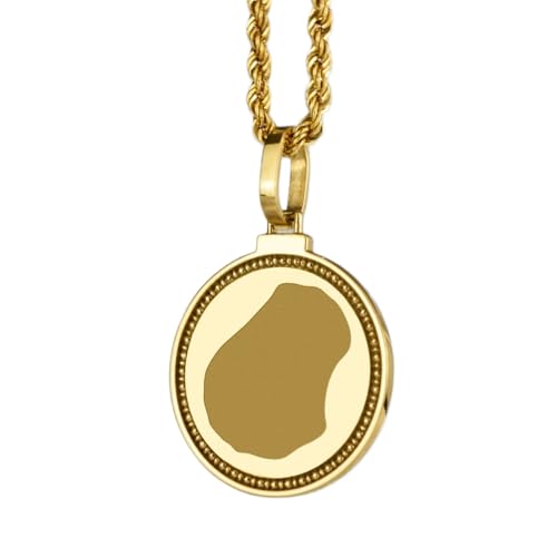 WORLD WIDE GEMS Pendentif rond en argent sterling 925, gravé d'une carte de Nauru (25 mm), plaqué or, bijou unisexe idéal pour les voyages et les loisirs | WW_EGMP_0043