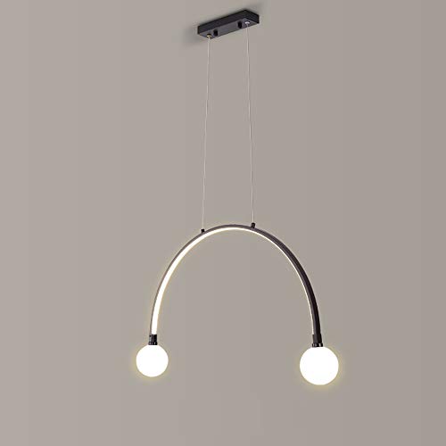 Luminaire suspendu noir pour salle à manger anti-éblouissement télécommandé LED
