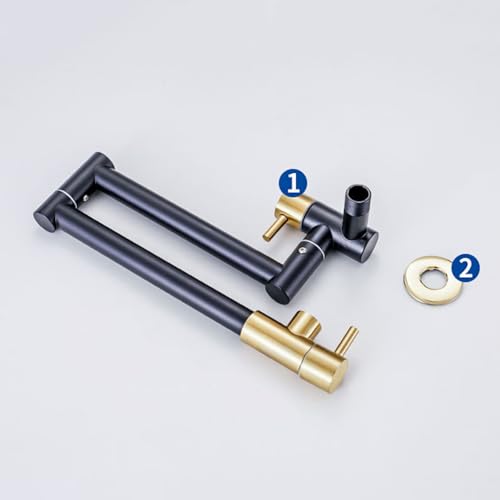 Grifo de cocina plegable de pared acabado oro negro con manijas de alta precisión 2
