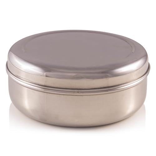 Zinel 7113 Spice Box/Masala Dabba with 7 Comparments and 2 Stainless Steel Lids, 16cm , Silver