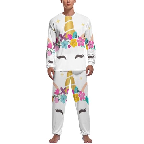 Ensemble de pyjama homme Jolie Licorne avec haut à manches longues et pantalon de nuit confortable