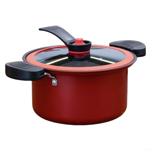 Olla de cocción lenta a presión de acero inoxidable de 3,5 L con olla antiadherente para cocinar al vapor y cocinar lentamente, llama abierta, plateado (rojo)